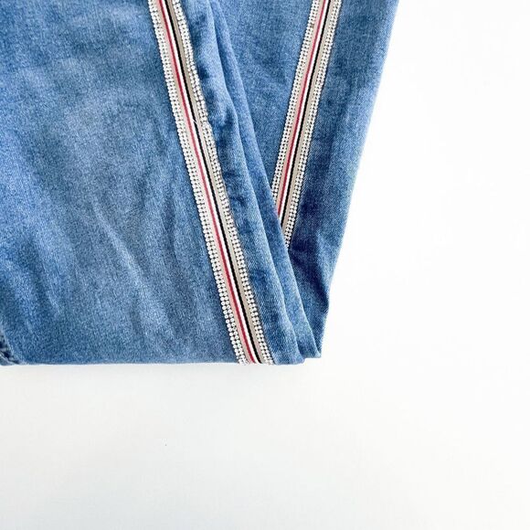 Topshop Womens Denim Jeans Moto Jamie Skinny Side Stripes Blue Wash Size 28 - Picture 5 of 11